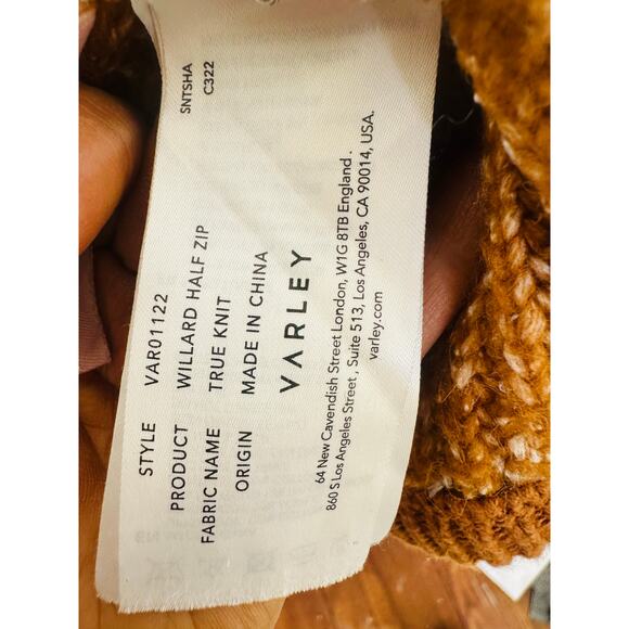 VARLEY Orange Knit Quarter Zip Long Sleeve Oversized Sweater size Large - Picture 7 of 13